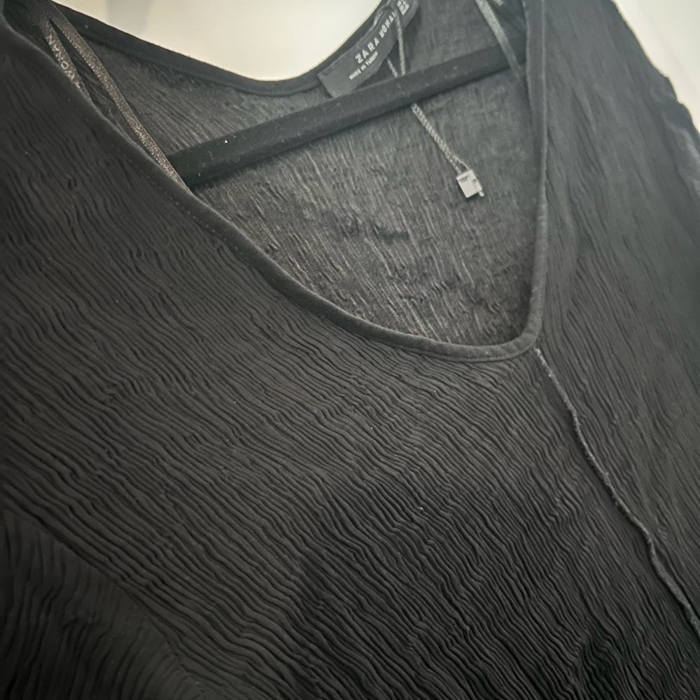 Zara Black V Neck Blouse Size M NWOT - Picture 6 of 11